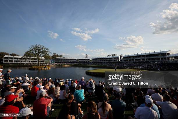 General view of the 17th green during the second round of THE PLAYERS Championship on the Stadium Course at TPC Sawgrass on March 15, 2024 in Ponte...