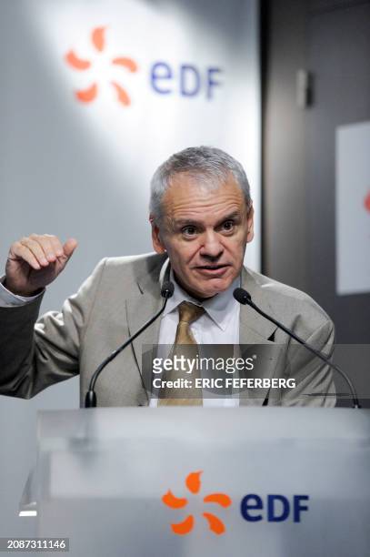 Director of the nuclear sector of French utility company EDF Dominique Miniere gives a press conference on December 5, 2011 in Paris, after...