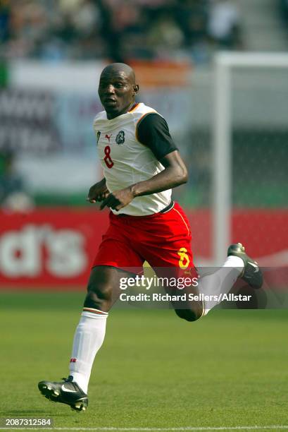 June 1: Geremi Njitap of Cameroon running during the FIFA World Cup Finals 2002 Group E match between Republic Of Ireland and Cameroon at Niigata...