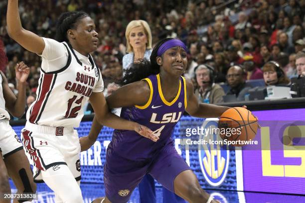 Tigers guard Flau'jae Johnson during the SEC Women's Basketball Tournament Championship Game between the LSU Tigers and the South Carolina Gamecocks...