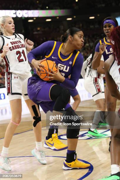 Tigers center Aalyah Del Rosario during the SEC Women's Basketball Tournament Championship Game between the LSU Tigers and the South Carolina...