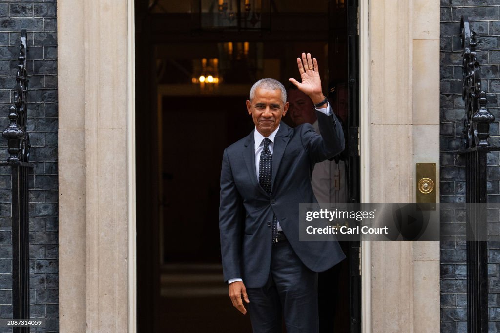 Former President Barack Obama Calls In To Downing Street For Private Visit With Rishi Sunak