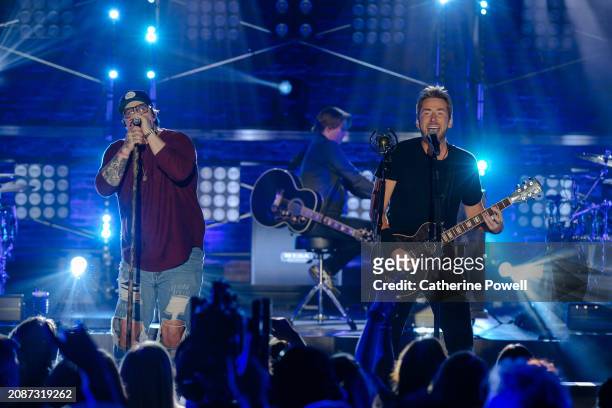 And Chad Kroeger of Nickelback perform at CMT Crossroads: Nickelback & HARDY at Marathon Music Works on March 07, 2024 in Nashville, Tennessee.
