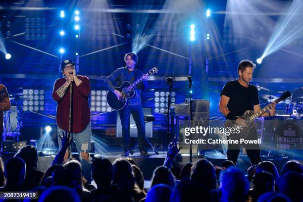 And Chad Kroeger of Nickelback perform at CMT Crossroads: Nickelback & HARDY at Marathon Music Works on March 07, 2024 in Nashville, Tennessee.