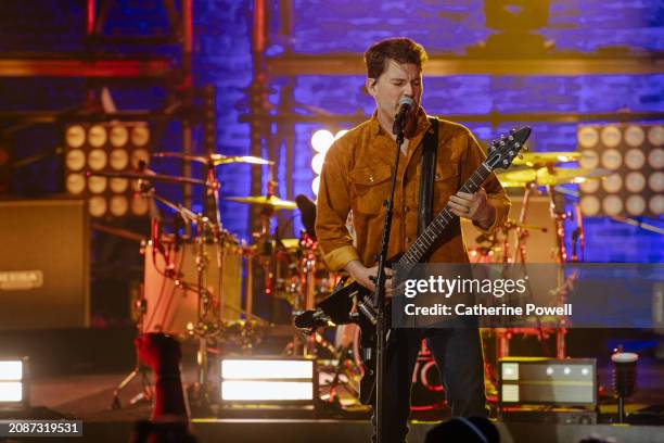 Ryan Peake of Nickelback performs at CMT Crossroads: Nickelback & HARDY at Marathon Music Works on March 07, 2024 in Nashville, Tennessee.