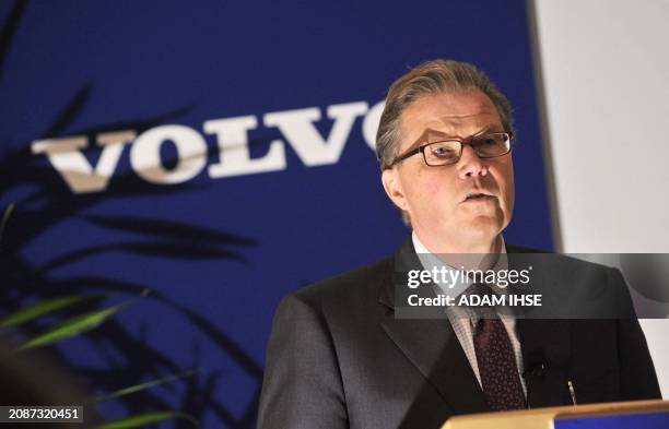 Volvo Chief Executive Leif Johansson holds a news conference on April 24, 2009 in Gothenburg. Johansson called it a historically weak quarter....