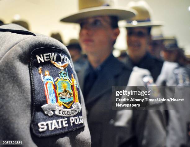 New NYS Troopers march into graduation exercises at the Empire State Plaza Convention Center Thursday July 17 in Albany, NY.