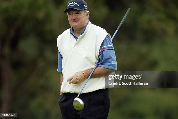 Allen Doyle looks down the fairway during the final round of the Senior PGA Championship on June 8, 2003 at the Aronimink Golf Club in Newtown...