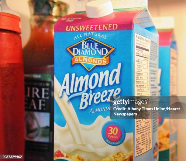 Almond milk in YNN anchor Kate Welshofer's refrigerator Thursday June 18, 2015 in Albany, NY.