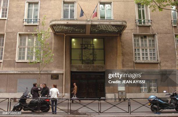 View taken on May 26, 2008 in Paris shows the front of the "College Departemental Francoise Dolto", after "The Class", a French classroom drama,...