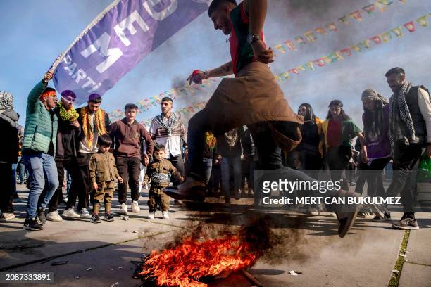 Hundreds of thousands of people, mostly Kurds, gather in Istanbul to celebrate Nowruz, the New Year of the Persian calendar on 17 March 2024. Near...