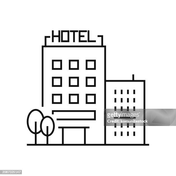 hotel line icon vector illustration. icon design for logo, mobile app, website, ui, ux, sign, symbol. - motel stock illustrations