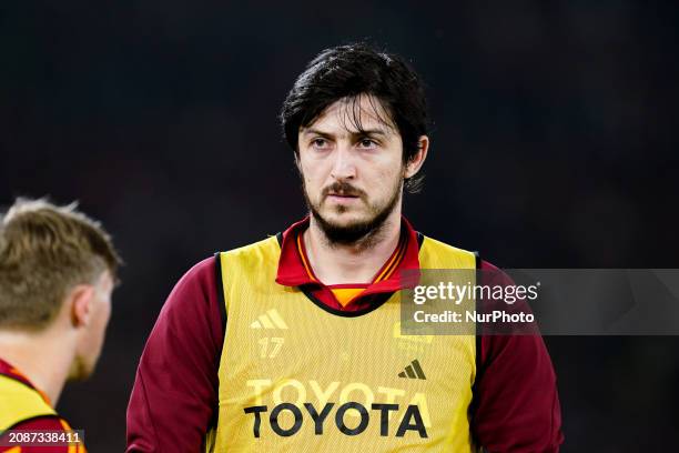 Sardar Azmoun of AS Roma looks on during the Serie A TIM match between AS Roma and US Sassuolo Calcio at Stadio Olimpico on March 17, 2024 in Rome,...