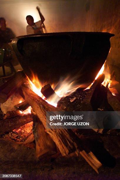 Una mujer prepara Kak ik, un alimento tipico guatemalteco, durante una ceremonia Maya en Coban el 23 de Julio de 1999. Cientos de indigenas de toda...