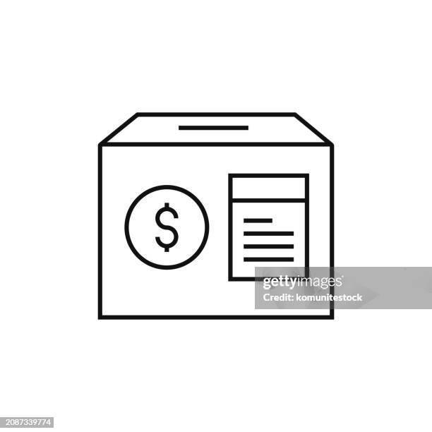 donation box line icon vector illustration. icon design for logo, mobile app, website, ui, ux, sign, symbol. - grant application stock illustrations