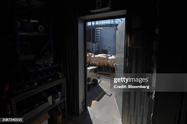 Wine barrels sit in the processing yard at the Rob Dolan Estate in Warrandyte South, Victoria, Australia, on Monday, March 18, 2024. Australian...
