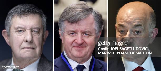 This combination of file photos made on MArch 17 shows French politician, diplomat and Civil Servant Jean-Pierre Jouyet in Paris on February 21,...