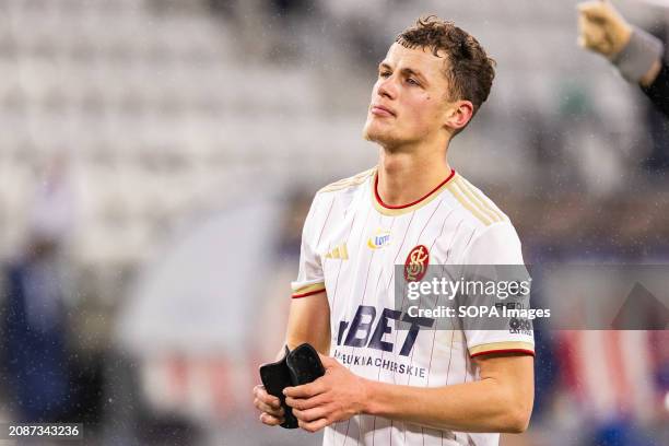 Adrien Louveau of LKS seen during the Polish PKO Ekstraklasa League match between LKS Lodz and Rakow Czestochowa at Wladyslaw Krol Municipal Stadium....