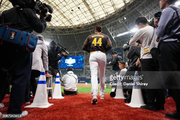 Joe Musgrove of the San Diego Padres takes the field during the 2024 Seoul Series Workout Day at Gocheok Sky Dome on Tuesday, March 19, 2024 in...