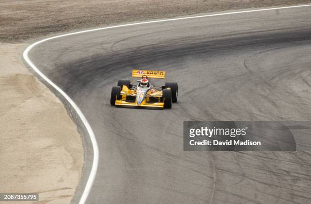 Bobby Rahal of the USA and Galles-Kraco Racing drives a turn at the Laguna Seca Raceway during the 1991 CART PPG Indy Car World Series Toyota Grand...