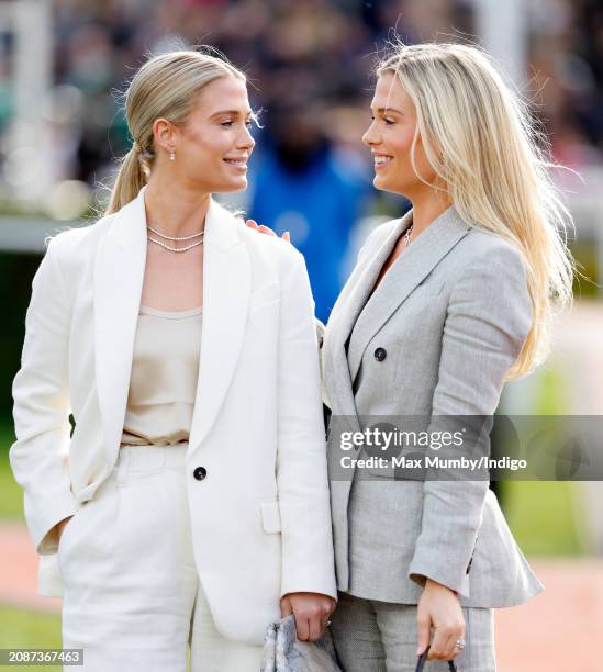 Lady Amelia Spencer and Lady Eliza Spencer attend day 4 'Gold Cup Day' of the Cheltenham Festival at Cheltenham Racecourse on March 15, 2024 in...