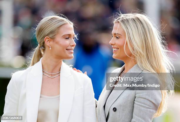 Lady Amelia Spencer and Lady Eliza Spencer attend day 4 'Gold Cup Day' of the Cheltenham Festival at Cheltenham Racecourse on March 15, 2024 in...