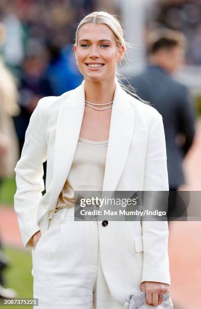 Lady Amelia Spencer attends day 4 'Gold Cup Day' of the Cheltenham Festival at Cheltenham Racecourse on March 15, 2024 in Cheltenham, England.