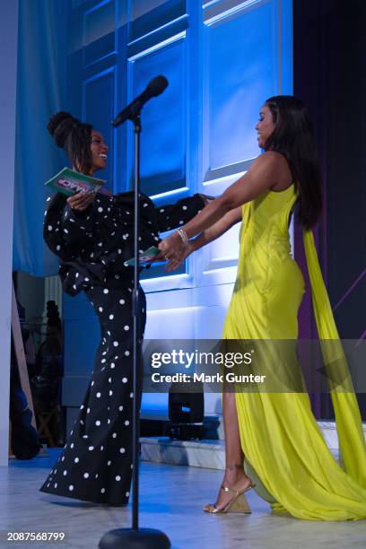 June Ambrose accepts the Vanguard Award from Kelly Rowlandthe NAACP Fashion Show at Vibiana on March 15, 2024 in Los Angeles, California.