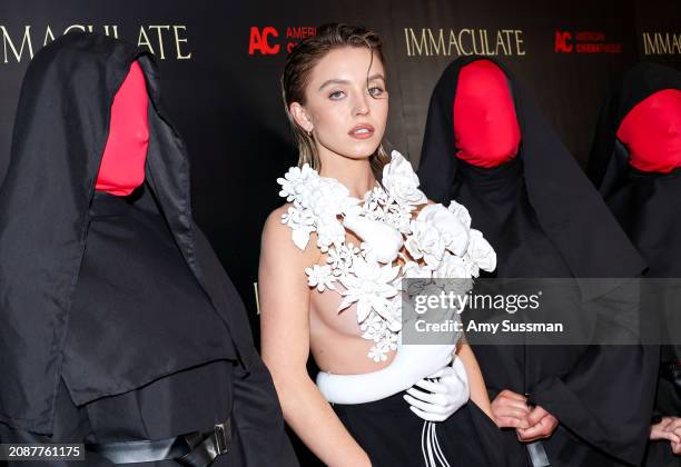 Sydney Sweeney attends the premiere of Neon's "Immaculate" during Beyond Fest at The Egyptian Theatre Hollywood on March 15, 2024 in Los Angeles,...