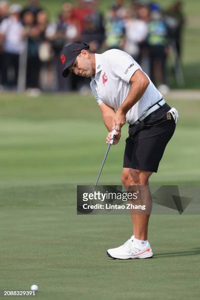 Sergio Garcia of FIREBALLS GC play a shot during day one of the LIV Golf Invitational - Hong Kong at The Hong Kong Golf Club on March 08, 2024 in...