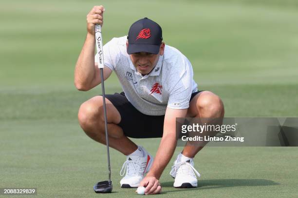 Sergio Garcia of FIREBALLS GC reacts during day one of the LIV Golf Invitational - Hong Kong at The Hong Kong Golf Club on March 08, 2024 in Hong...