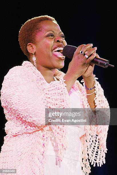 Broadway star Lillias White performs at AOL Time Warner Presents 'Broadway Under The Stars' - A free concert in Bryant Park June 16, 2003 in New York...