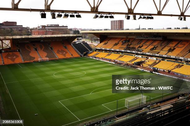 General view inside the stadium ahead of the Emirates FA Cup Quarter-final match between Wolverhampton Wanderers and Coventry City at Molineux on...
