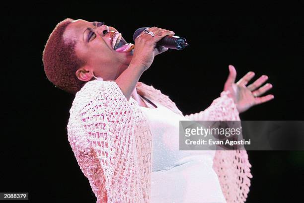 Broadway star Lillias White performs at AOL Time Warner Presents 'Broadway Under The Stars' - A free concert in Bryant Park June 16, 2003 in New York...