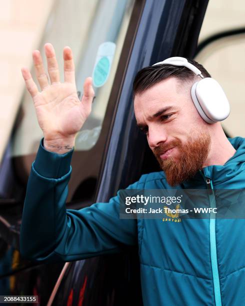 Jose Sa of Wolverhampton Wanderers arrives at the stadium ahead of the Emirates FA Cup Quarter-final match between Wolverhampton Wanderers and...