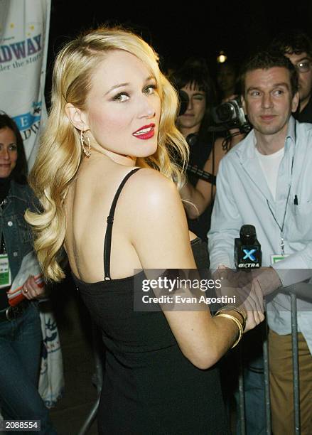 Singer Jewel poses backstage during AOL Time Warner Presents 'Broadway Under The Stars' - A free concert in Bryant Park on June 16, 2003 in New York...
