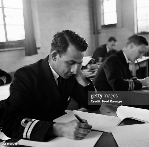 Pakistani naval officer Lieutenant Mahomed Fahim during a class at HMS Collingwood, Western Europe's largest naval training organisation, in Fareham,...