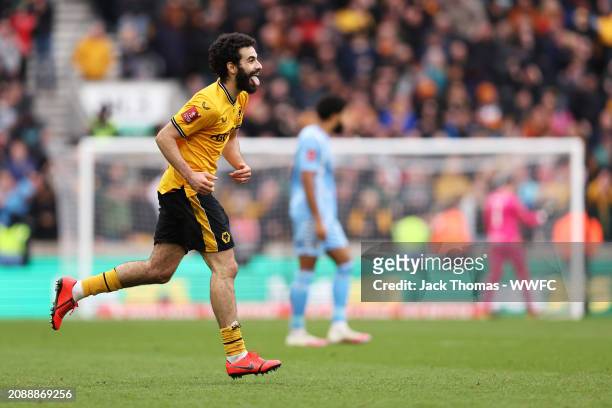 Rayan Ait-Nouri of Wolverhampton Wanderers celebrates after Hugo Bueno of Wolverhampton Wanderers scores his team's second goal during the Emirates...