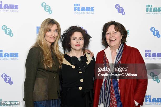 Natascha McElhone, Helena Bonham Carter and Greta Scacchi attend the screening for "Merchant Ivory" during BFI Flare 2024 at BFI Southbank on March...