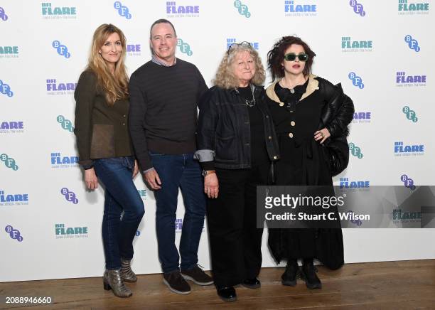 Natascha McElhone, Stephen Soucy, Jenny Beavan and Helena Bonham Carter attend the screening for "Merchant Ivory" during BFI Flare 2024 at BFI...