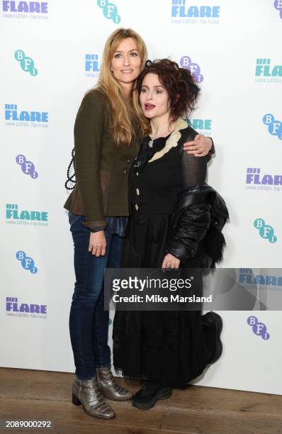 Natascha McElhone and Helena Bonham Carter attend the screening for "Merchant Ivory" during BFI Flare 2024 at BFI Southbank on March 16, 2024 in...