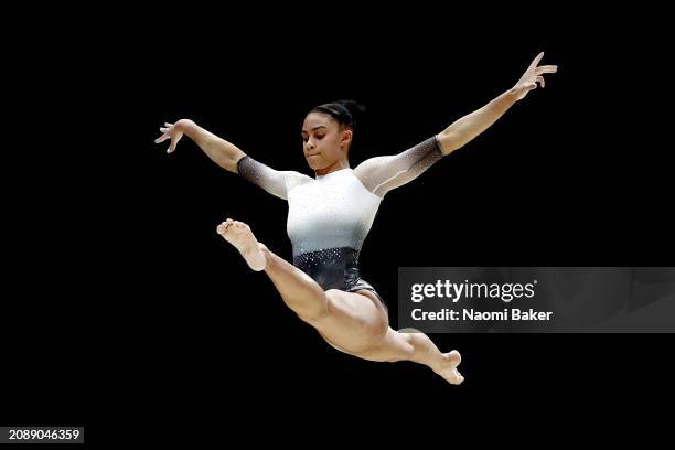 Ondine Achampong of Aylesbury Gymnastics Academy competes on the Beam in the Womens Artistic Senior All-Around - Subdivision Two during Day Three of...