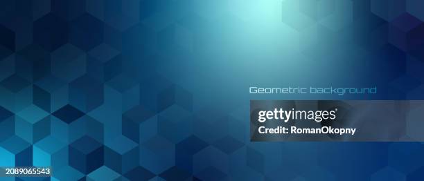 blue modern abstract background with hexagonal shapes. - isometric cubes stock illustrations