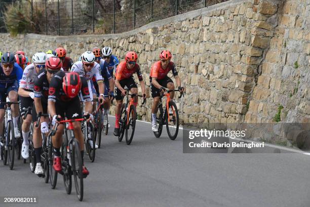 Mathieu van der Poel of The Netherlands and Team Alpecin - Deceuninck, Thomas Pidcock of The United Kingdom and Michal Kwiatkowski of Poland and Team...