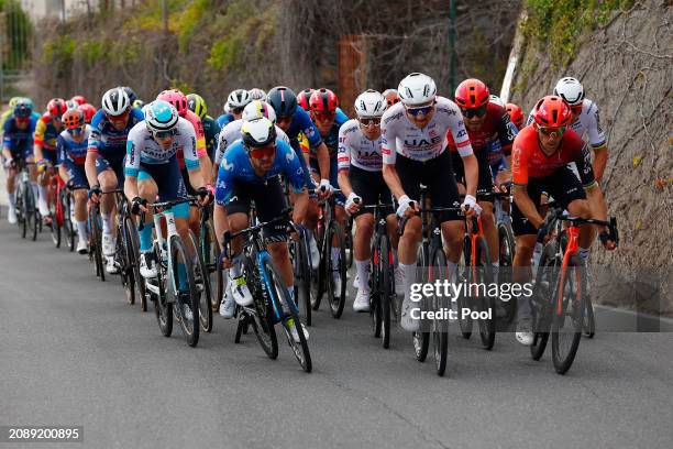 Matej Mohoric of Slovenia and Team Bahrain - Victorious, Gonzalo Serrano of Spain and Movistar Team, Tadej Pogacar of Slovenia, Tim Wellens of...