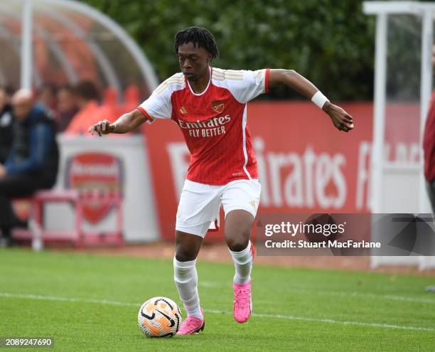 Osman Kamara of Arsenal during the Premier League U18 match between Arsenal and Crystal Palace at Sobha Realty Training Centre on March 16, 2024 in...