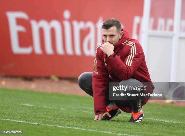 Arsenal Under 18 Head Coach Jack Wilshere during the Premier League U18 match between Arsenal and Crystal Palace at Sobha Realty Training Centre on...