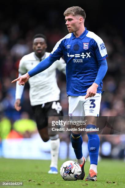 Leif Davis of Ipswich Town during the Sky Bet Championship match between Ipswich Town and Sheffield Wednesday at Portman Road on March 16, 2024 in...