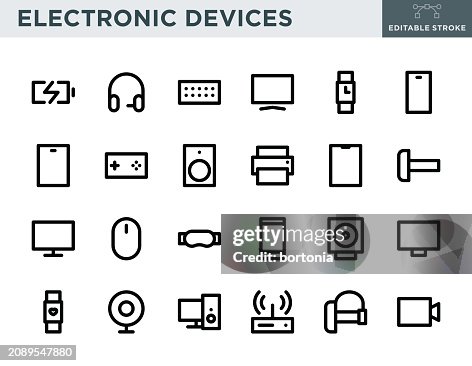 Electronic Devices Thin Line Icon Set - Editable Stroke Electronic Devices Thin Line Icon Set - Editable Stroke