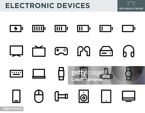 Electronic Devices Thin Line Icon Set - Editable Stroke Electronic Devices Thin Line Icon Set - Editable Stroke